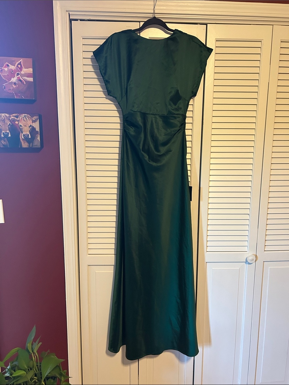 Lulus Emerald Satin Maxi Dress XS